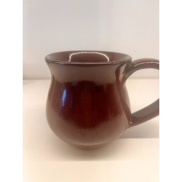 Always Azul Pottery Snowflake Design Stoneware Coffee Mug 12 oz Burgandy Orange - Picture 2 of 3